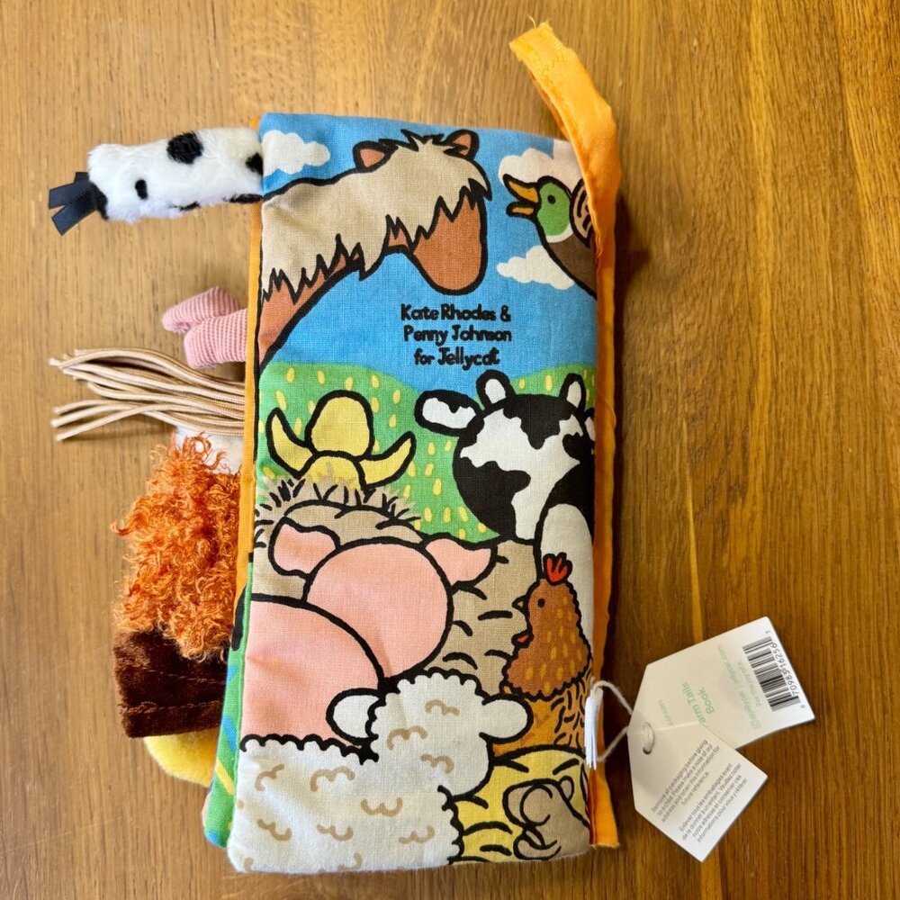 BABY JELLYCAT FARM TAILS Fabric Book Retired NWT Crinkly Interactive Touch NEW - Picture 2 of 11